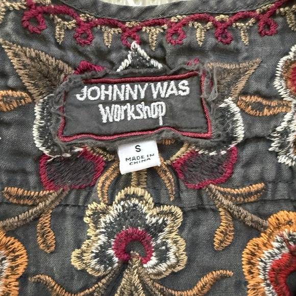 Johnny‎ Was Tunic Dress Size Small Gray With Floral Embroidery - Picture 4 of 7